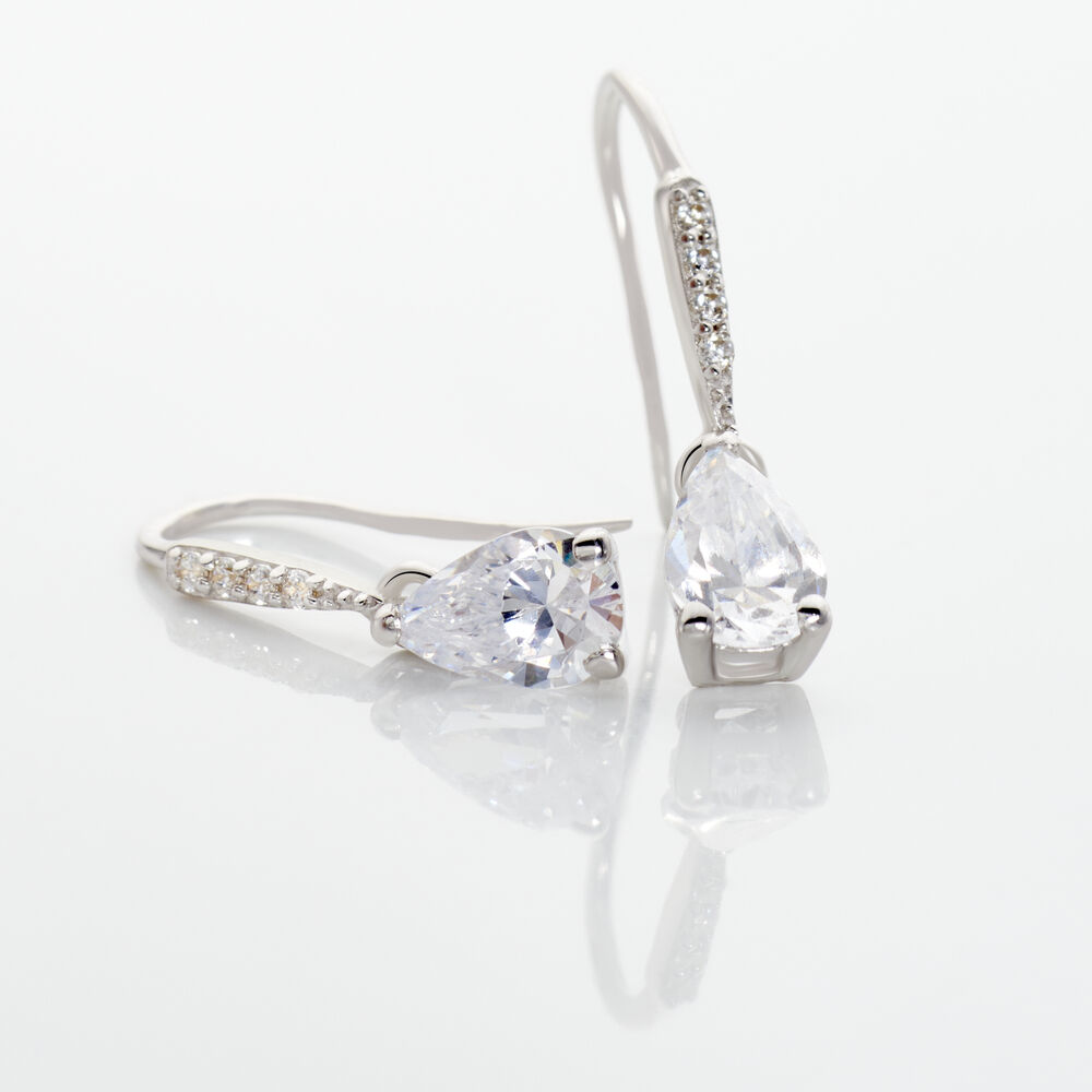 Boucles D'oreilles Pendantes Adib Or Blanc Oxyde De Zirconium - Pendantes Femme | Marc Orian