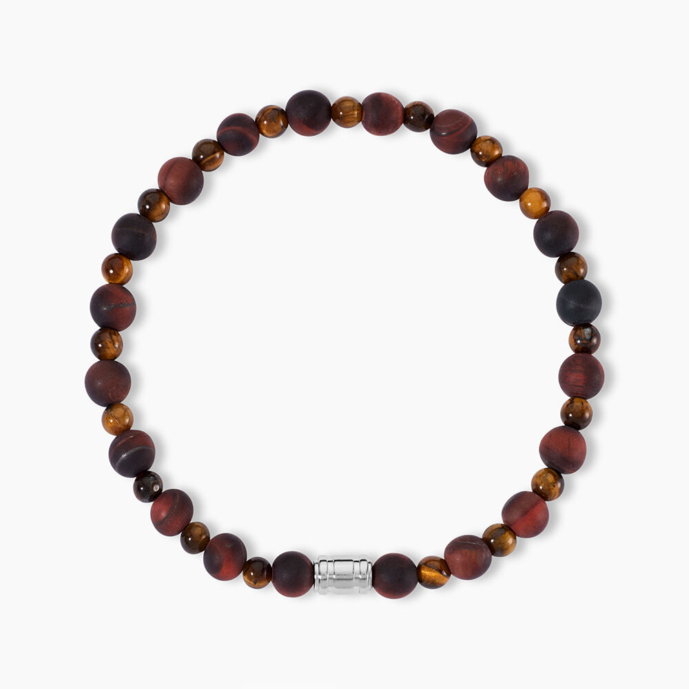Bracelet Younes Acier Argent&eacute; Oeil De Tigre - Bracelets cordons Homme | Marc Orian