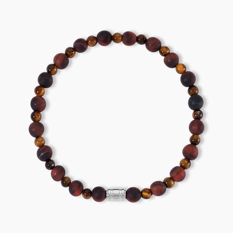 Bracelet Younes Acier Argent&eacute; Oeil De Tigre - Bracelets cordons Homme | Marc Orian