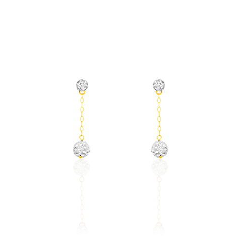 Boucles D'oreilles Pendantes Athena Or Jaune Strass - Pendantes Femme | Marc Orian