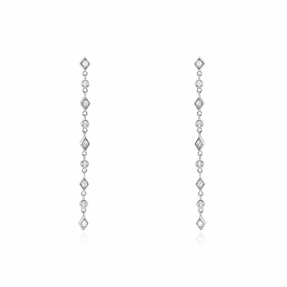 Boucles D'oreilles Pendantes Mascaret Argent Blanc Oxyde De Zirconium - Pendantes Femme | Marc Orian