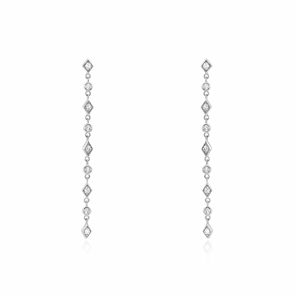 Boucles D'oreilles Pendantes Mascaret Argent Blanc Oxyde De Zirconium - Pendantes Femme | Marc Orian