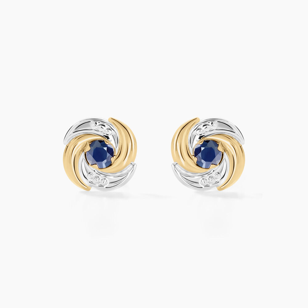 Boucles D'oreilles Puces Potentille Or Jaune Saphir - Puces Femme | Marc Orian