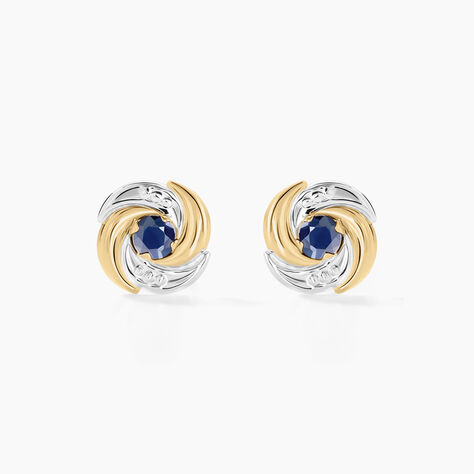 Boucles D'oreilles Puces Potentille Or Jaune Saphir - Puces Femme | Marc Orian