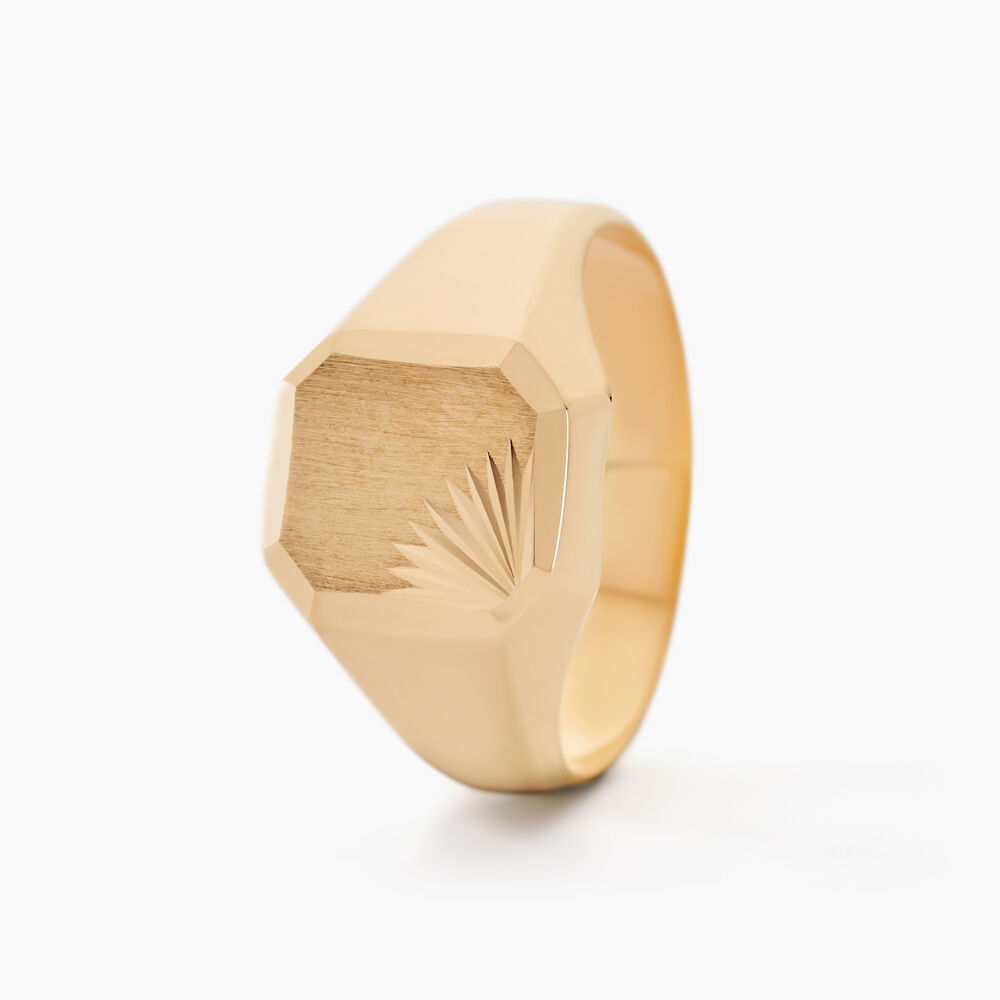 Chevalière Gregg Carree Diamantee Soleil Or Jaune - Bijoux personnalisés Homme | Marc Orian