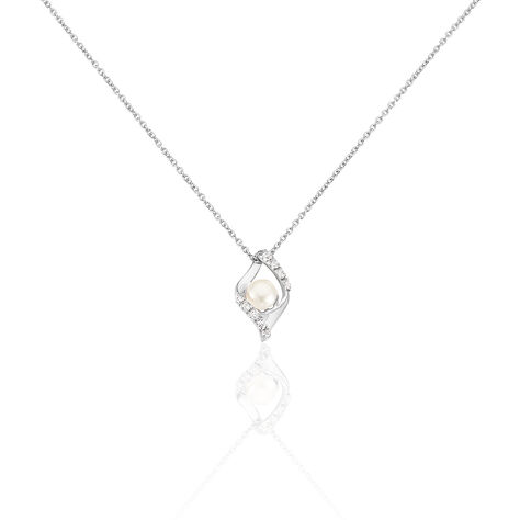 Collier Laurene Argent Blanc Perle De Culture Et Oxyde De Zirconium - Colliers avec pierres Femme | Marc Orian