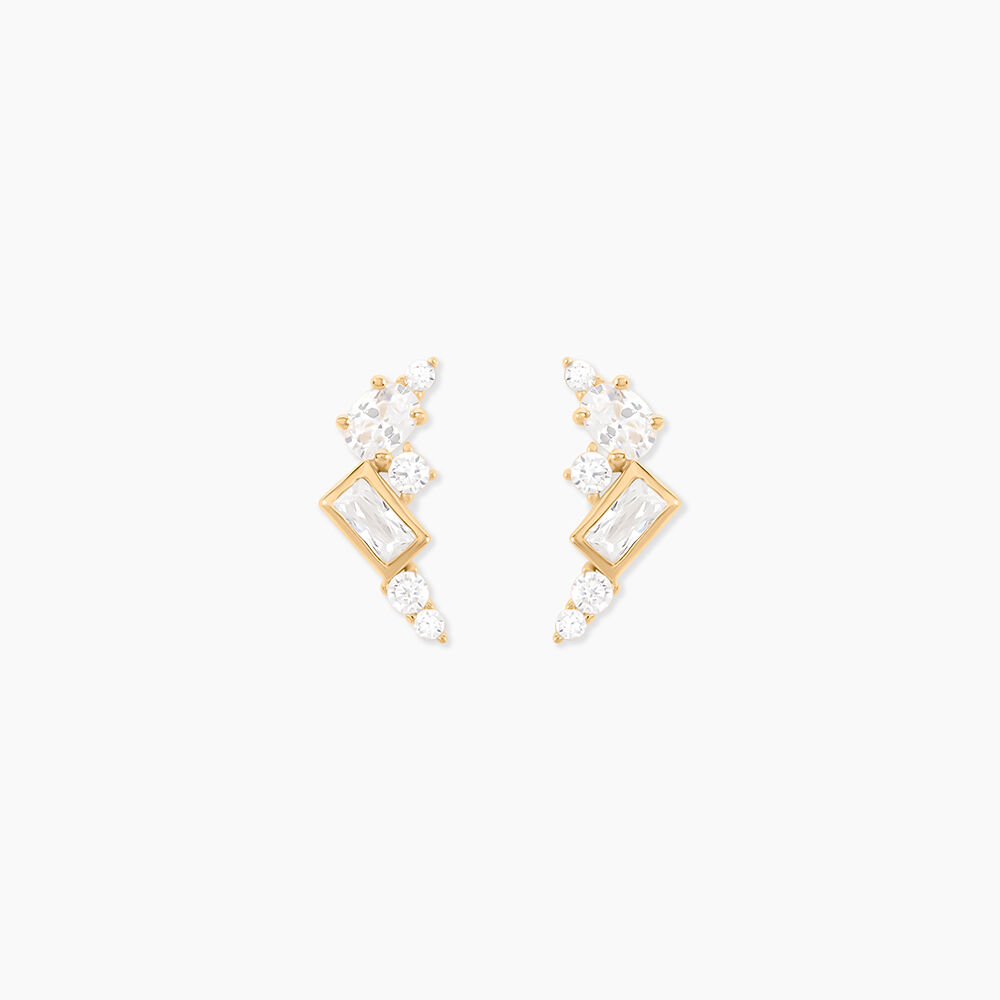 Boucles D'Oreilles Puces Sya Plaqu&eacute; Or Jaune Oxyde De Zirconium - Puces Femme | Marc Orian