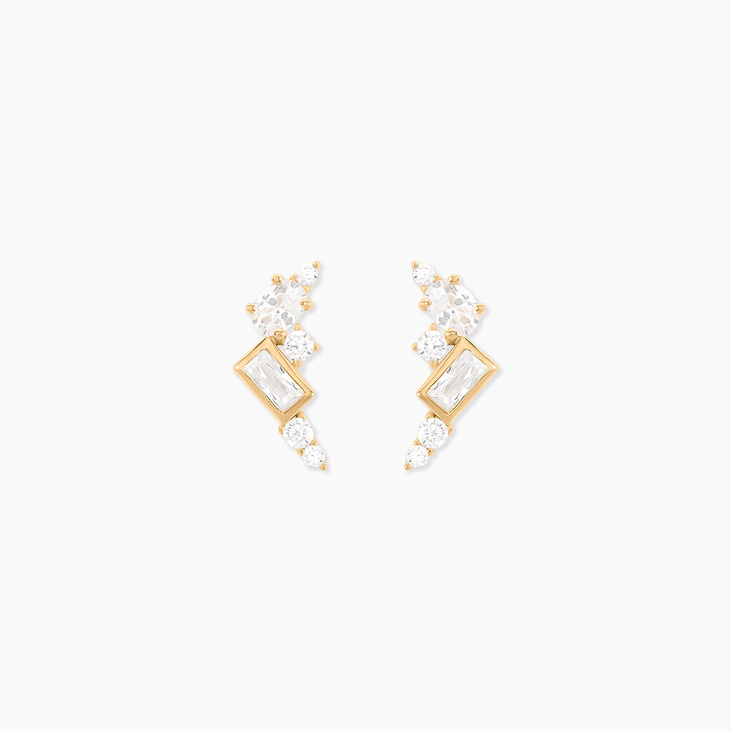 Boucles D'Oreilles Puces Sya Plaqu&eacute; Or Jaune Oxyde De Zirconium - Puces Femme | Marc Orian