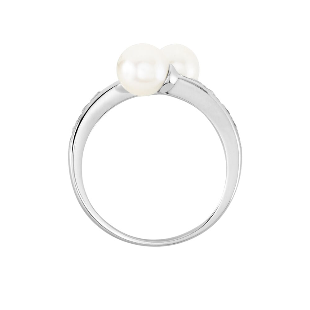 Bague Ajustable Argent Blanc Jeronimo Perle Oxydes De Zirconium - Bijoux fantaisie Femme | Marc Orian