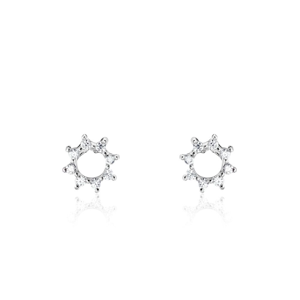 Boucles D'oreilles Puces Ama Argent Blanc Oxyde De Zirconium - Puces Femme | Marc Orian