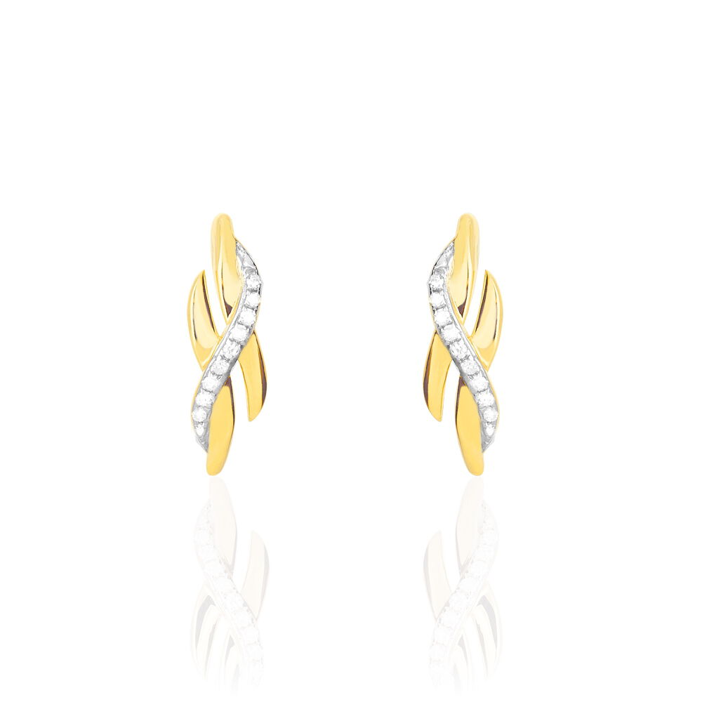 Boucles D'oreilles Puces Ester Or Jaune Diamant - Puces Femme | Marc Orian