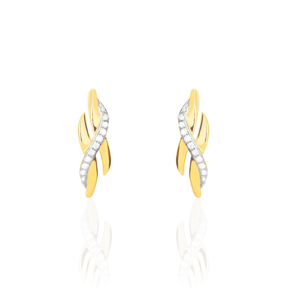 Boucles D'oreilles Puces Ester Or Jaune Diamant - Puces Femme | Marc Orian