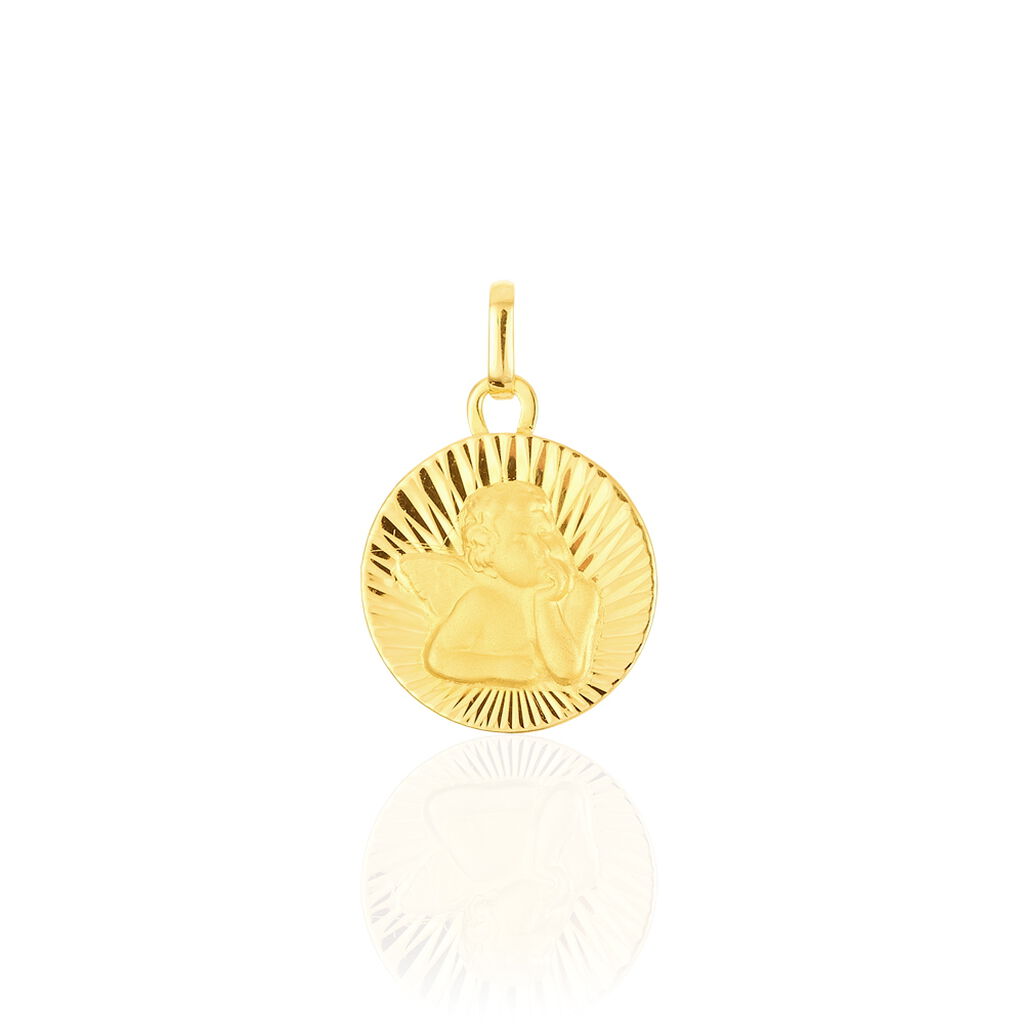Pendentif Ange Rond Effet Diamante Or Jaune - Bijoux personnalis&eacute;s Famille | Marc Orian