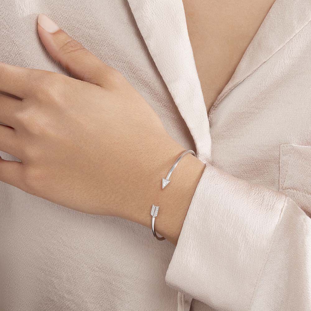 Bracelet Jonc Danae Argent Blanc Oxyde De Zirconium - Bracelets joncs Femme | Marc Orian