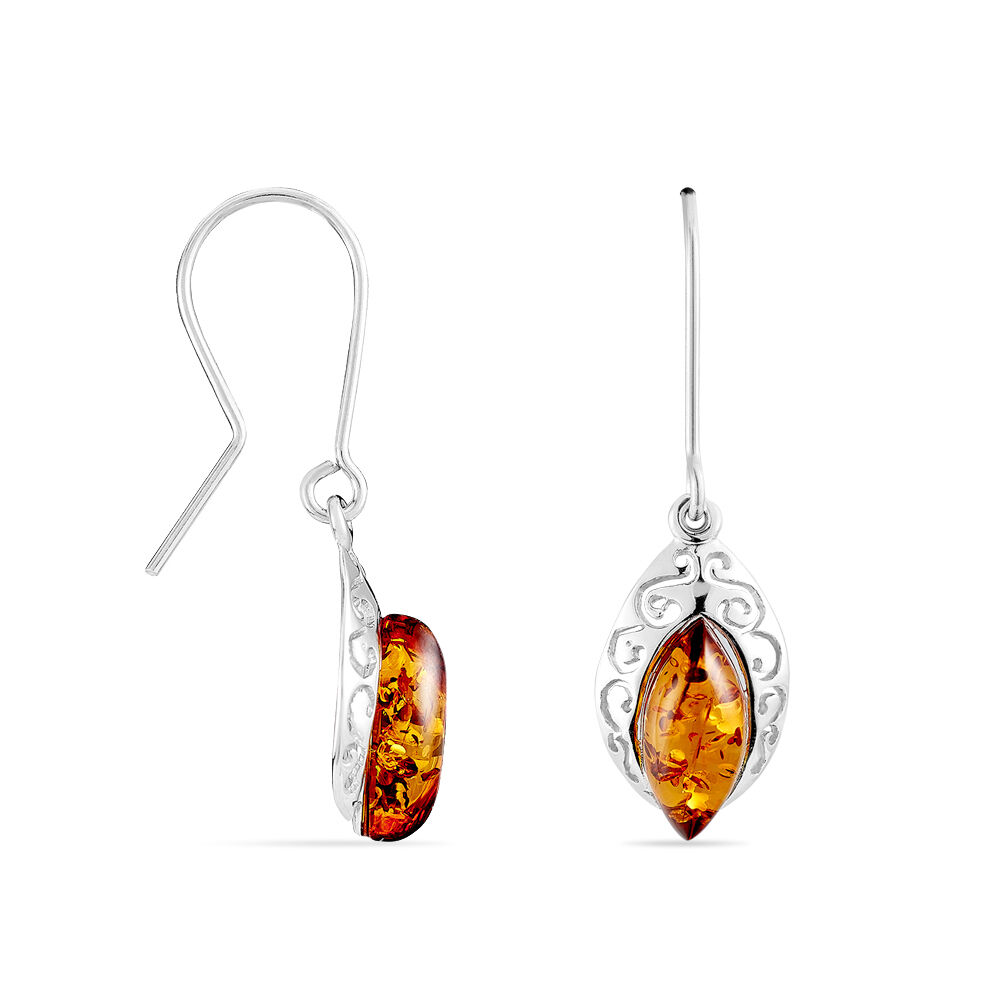 Boucles D'oreilles Argent Blanc Enya Ambre - Pendantes Femme | Marc Orian