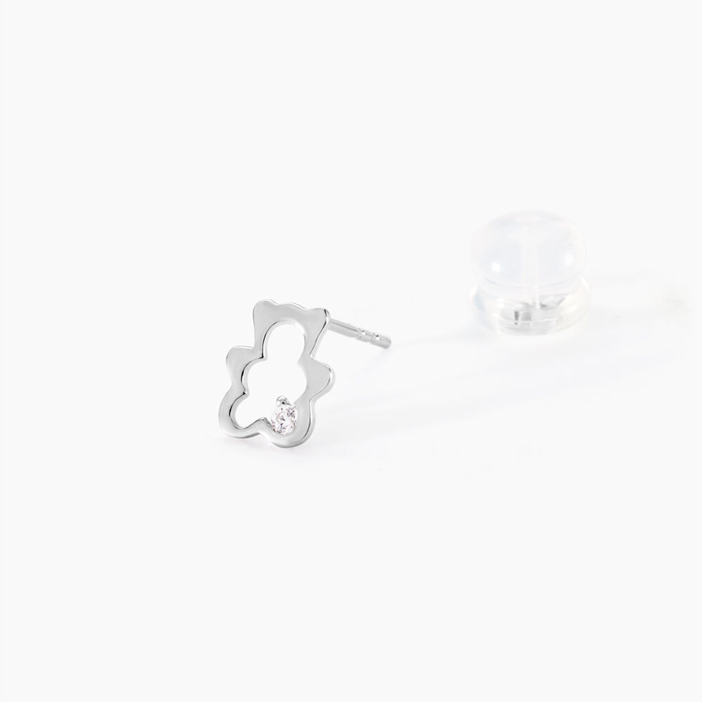 Boucles D'oreilles Puces Baptista Ours Or Blanc Oxydes - Puces Enfant | Marc Orian