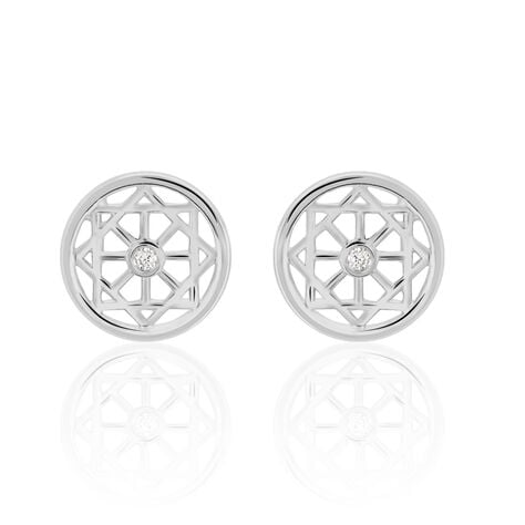 Boucles D'oreilles Puces Peinda Argent Blanc Oxyde De Zirconium - Puces Femme | Marc Orian