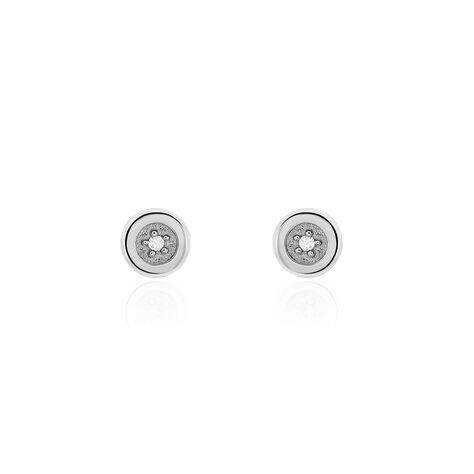 Boucles D'oreilles Puces Fatiana Or Blanc Diamant - Puces Femme | Marc Orian