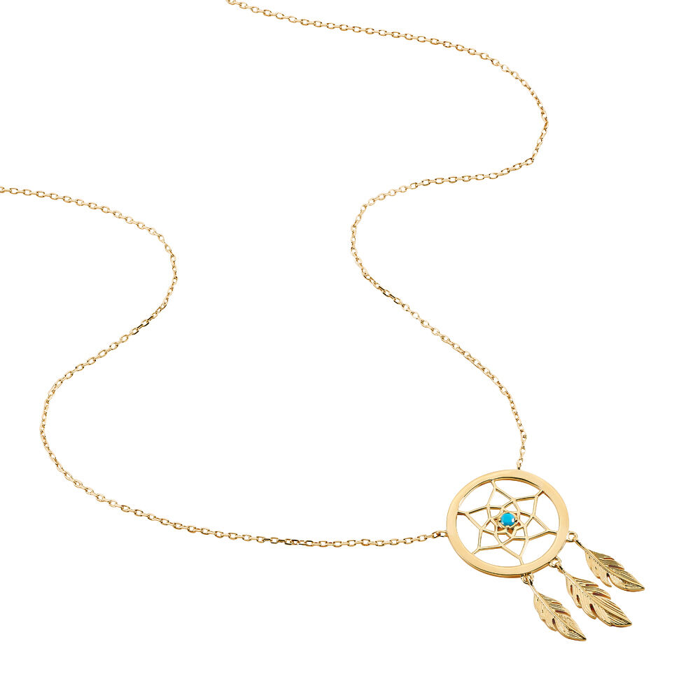 Collier Attrape Reves Plaque Or Jaune Pierre De Synthese - Colliers avec pierres Femme | Marc Orian