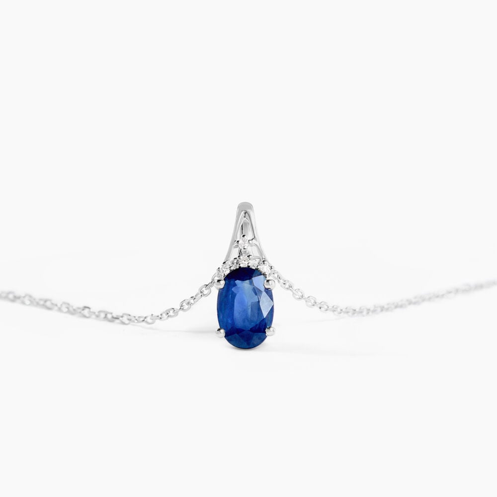 Collier Marie Or Blanc Saphir Diamant - Colliers avec pierres Femme | Marc Orian