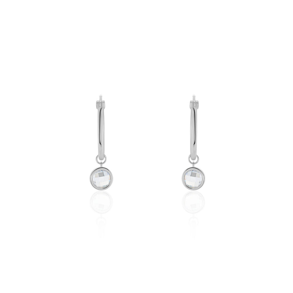 Cr&eacute;oles Bastiano Rondes Argent Blanc Oxyde De Zirconium - Boucles d'oreilles pampille Femme | Marc Orian