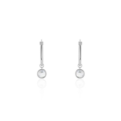 Cr&eacute;oles Bastiano Rondes Argent Blanc Oxyde De Zirconium - Boucles d'oreilles pampille Femme | Marc Orian