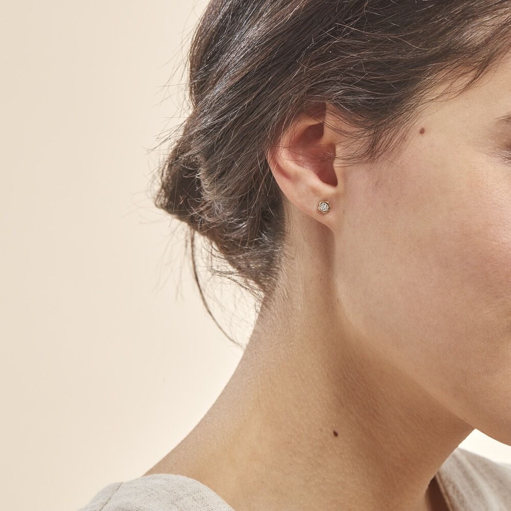 Boucles D'Oreilles Puces Barbro Or Jaune Cristal - Puces Femme | Marc Orian
