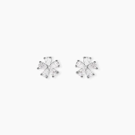 Boucles D'oreilles Puces Gisabel Argent Blanc Oxyde De Zirconium - Puces Femme | Marc Orian