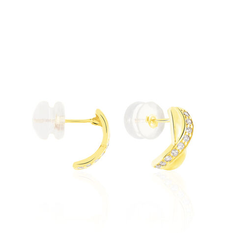 Boucles D'oreilles Izefia Rondes Or Jaune Oxyde De Zirconium - Boucles d'oreilles Créoles Femme | Marc Orian