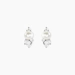 Boucles D'Oreilles Puces Elea Argent Blanc Perle De Culture Oxyde De Zirconium - Puces Femme | Marc Orian
