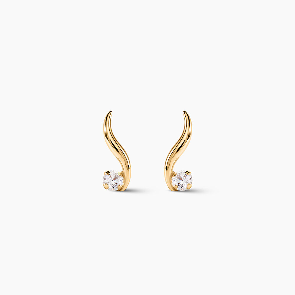 Boucles D'oreilles Puces Beryl Virgule Or Jaune Oxyde De Zirconium - Puces Femme | Marc Orian