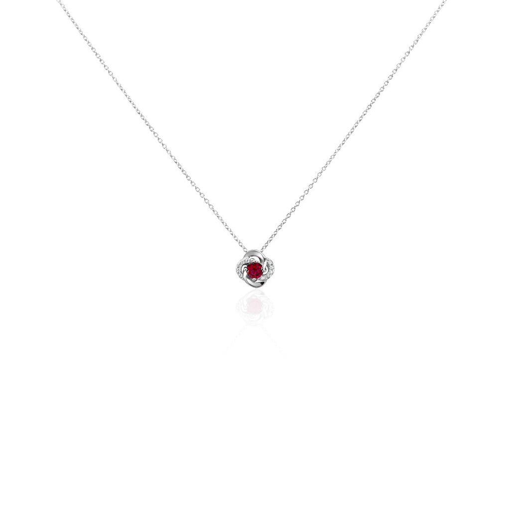 Collier Argent Blanc Clover Verre Oxydes De Zirconium - Colliers avec pierres Femme | Marc Orian