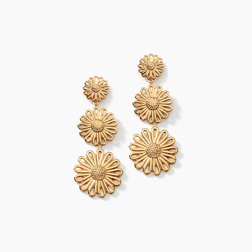 Boucles D'oreilles Pendantes Mahonia Plaqu&eacute; Or Dor&eacute; - Pendantes Femme | Marc Orian