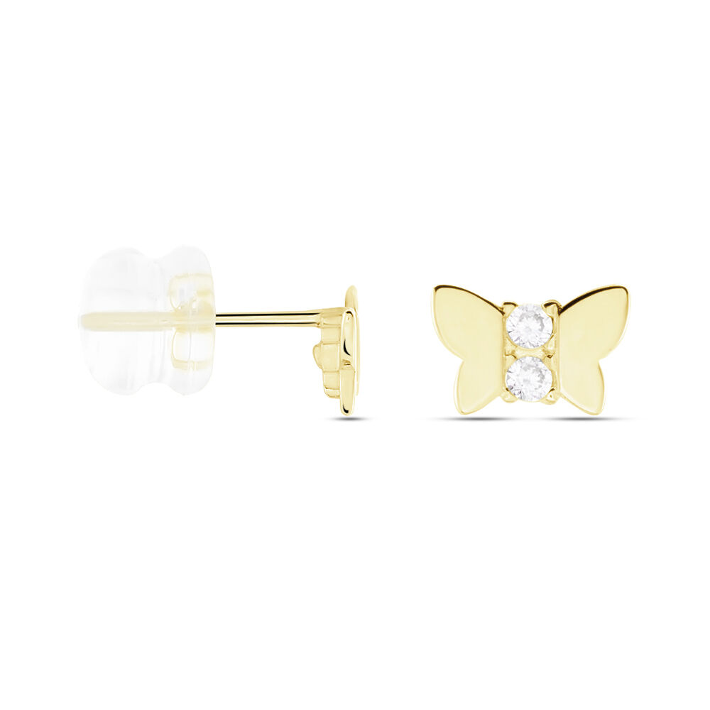 Boucles D'oreilles Puces Jadon Papillon Or Jaune Oxyde De Zirconium - Puces Femme | Marc Orian