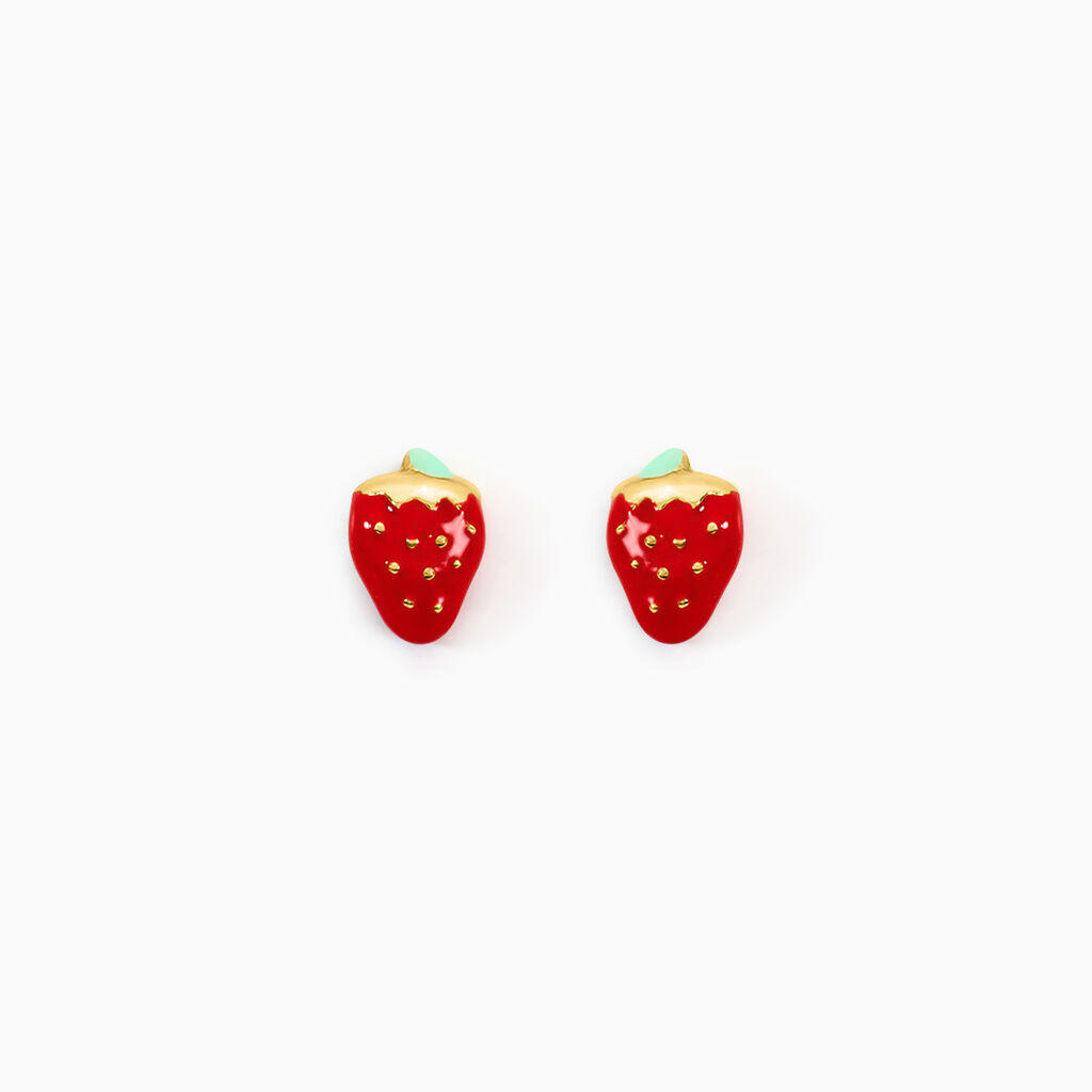 Boucles D'oreilles Puces Fraise Or Jaune - Puces Enfant | Marc Orian