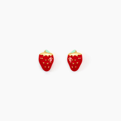 Boucles D'oreilles Puces Fraise Or Jaune - Puces Enfant | Marc Orian