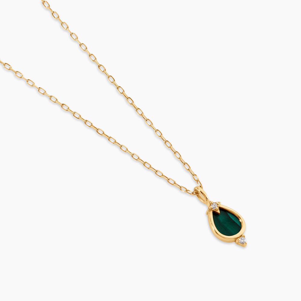 Collier Cadoc Or Jaune Malachite Oxyde De Zirconium - Colliers avec pierres Femme | Marc Orian