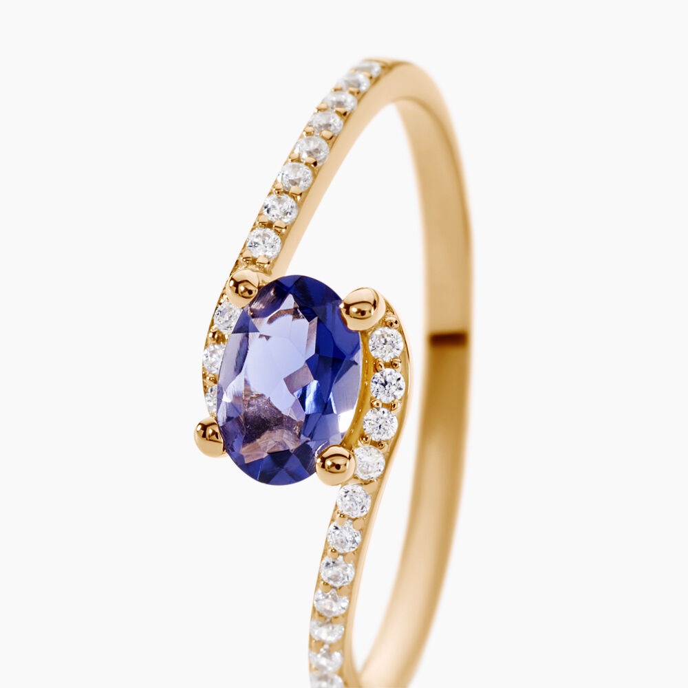 Bague Loriane Or Jaune Iolite Et Oxyde De Zirconium - Bagues pierres fines Femme | Marc Orian