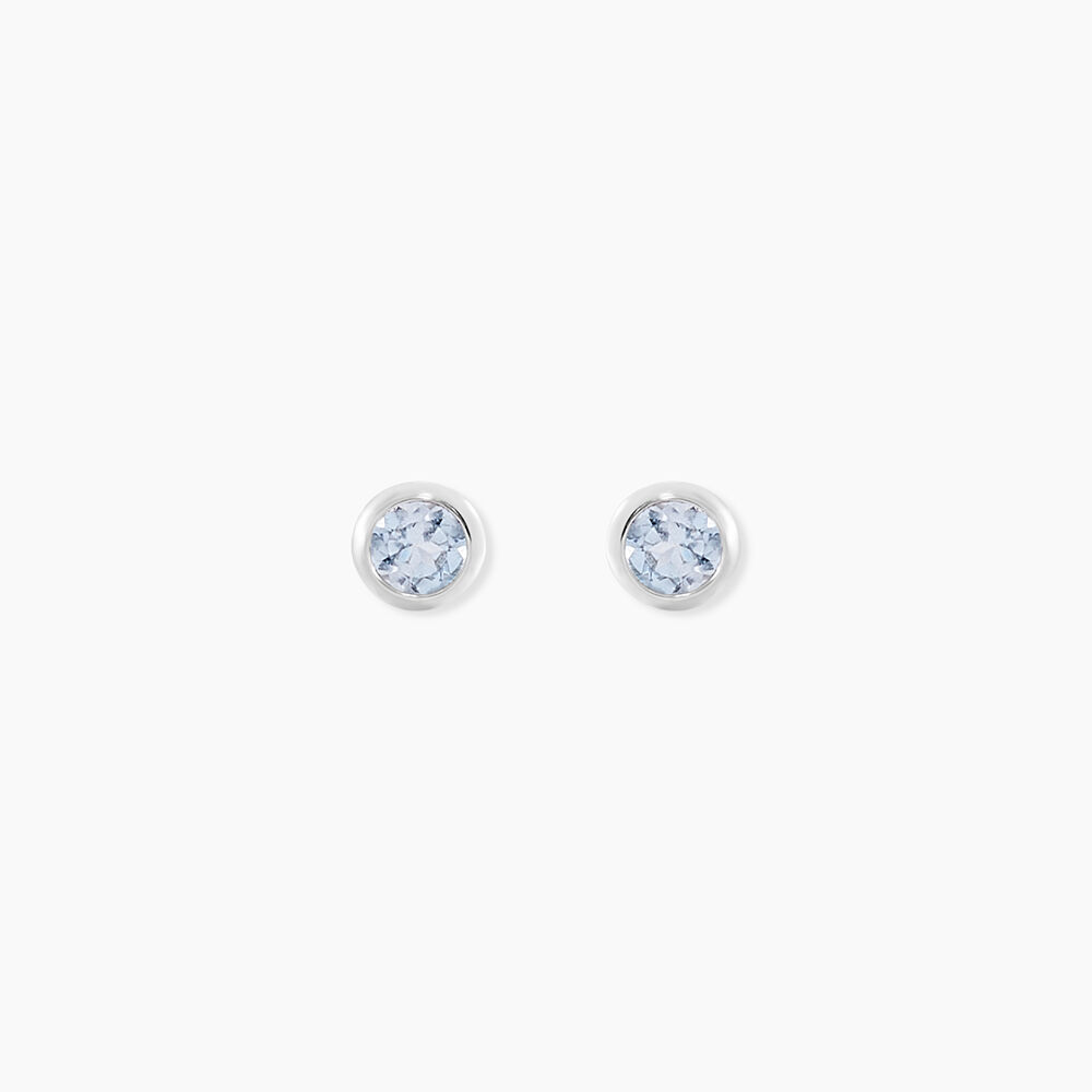 Boucles D'oreilles Puces Edy Serti Clos Or Blanc Topaze - Puces Femme | Marc Orian