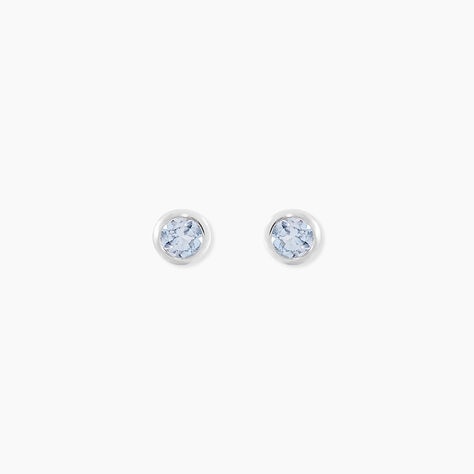 Boucles D'oreilles Puces Edy Serti Clos Or Blanc Topaze - Puces Femme | Marc Orian