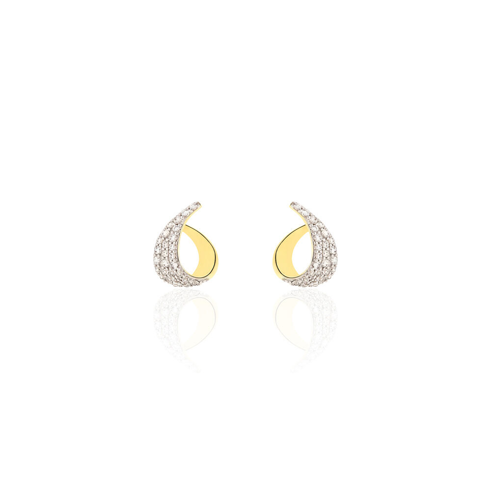 Boucles D'oreilles Puces Boucle D'or Or Jaune Oxyde De Zirconium - Puces Femme | Marc Orian