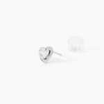 Boucles D'oreilles Puces Dot Coeur Plein Or Blanc Oxyde De Zirconium - Puces Famille | Marc Orian