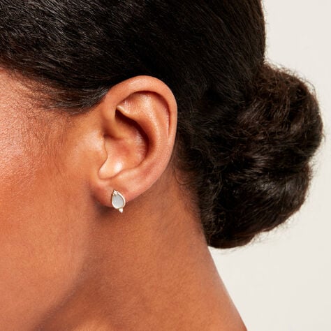 Boucles D'Oreilles Puces Luminea Or Jaune Nacre Oxyde De Zirconium - Puces  | Marc Orian