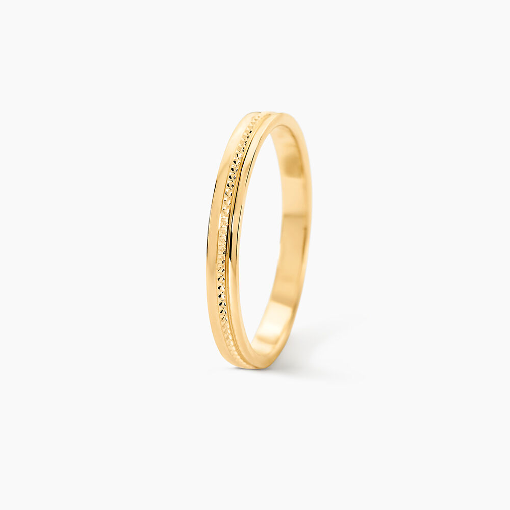 Alliance Perlee Ruban Plat Or Jaune - Alliances duo Unisex | Marc Orian