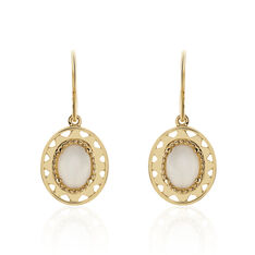 Boucles D'oreilles Pendantes Li-nei Plaqué Or Jaune Pierre De Lune - Boucles d'oreilles Pendantes Femme | Marc Orian