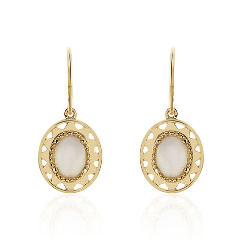 Boucles D'oreilles Pendantes Li-nei Plaqué Or Jaune Pierre De Lune - Boucles d'oreilles Pendantes Femme | Marc Orian