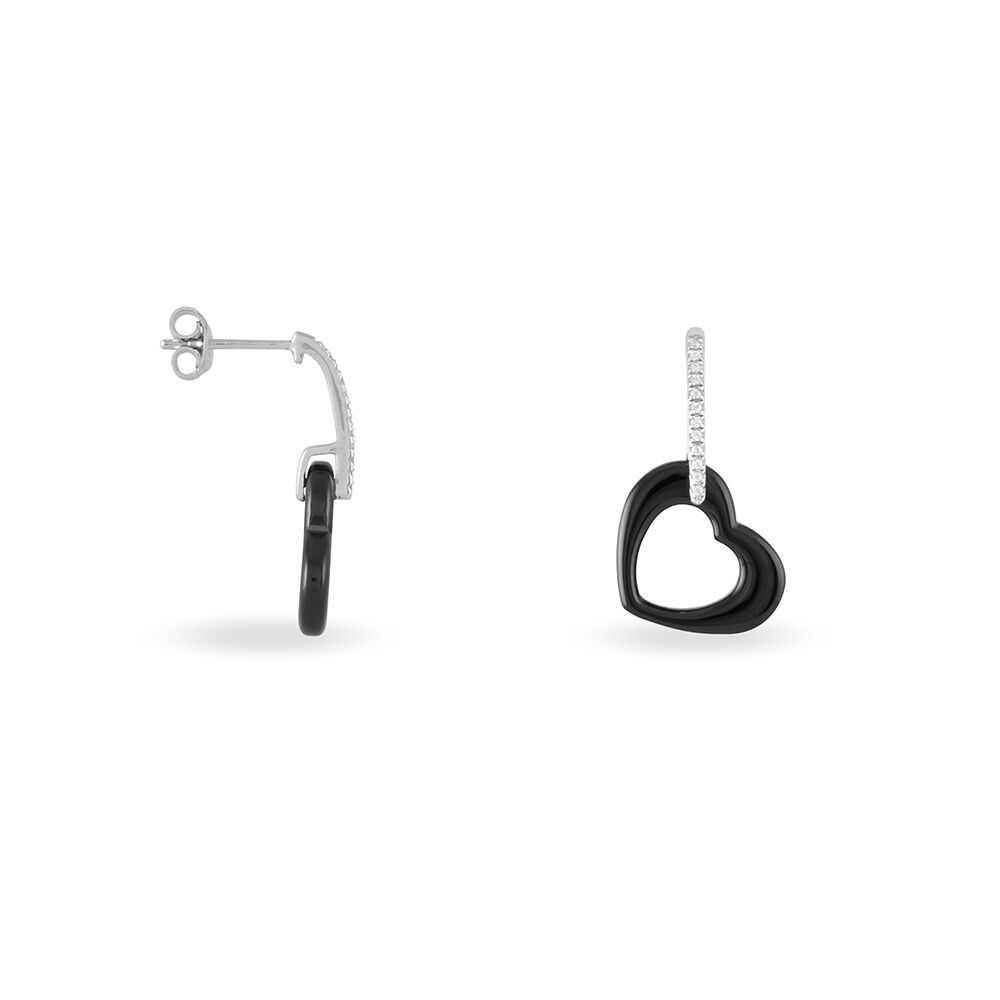 Boucles D'oreilles Pendantes Elodie Argent Blanc Oxyde Et C&eacute;ramique - Pendantes Femme | Marc Orian