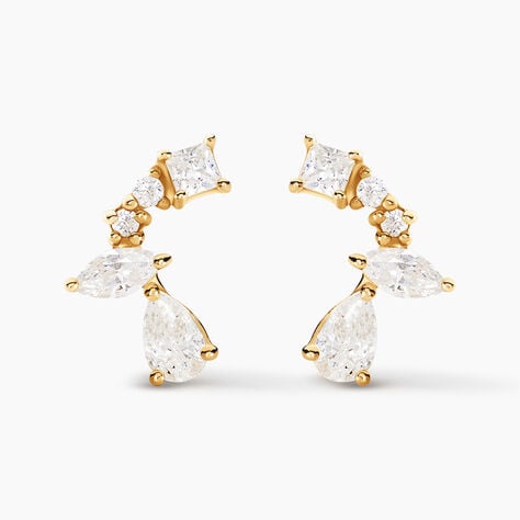 Boucles D'oreilles Puces Tyr Or Jaune Oxyde De Zirconium - Puces Femme | Marc Orian