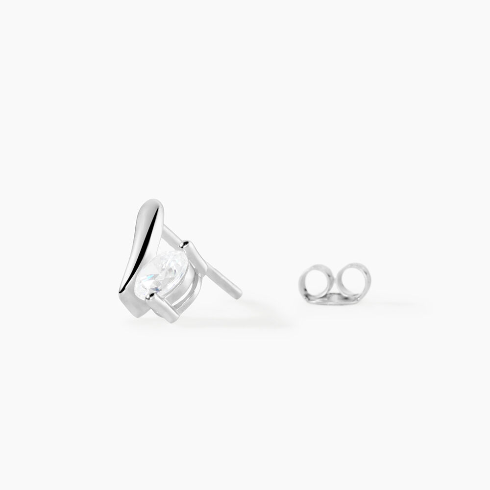 Boucles D'oreilles Pendantes April Argent Blanc Oxyde De Zirconium - Puces Femme | Marc Orian