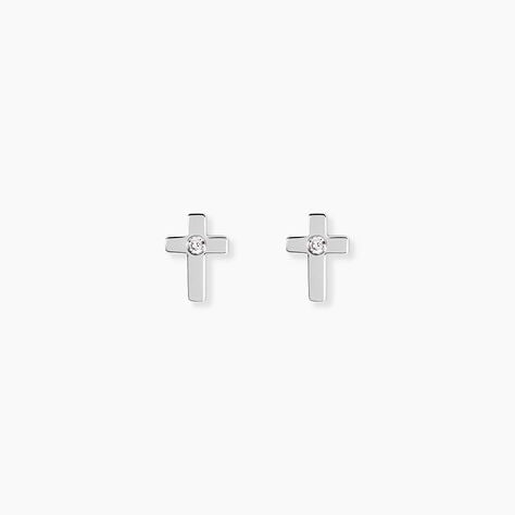 Boucles D'oreilles Puces Laurice Argent Blanc Oxyde De Zirconium - Puces Femme | Marc Orian
